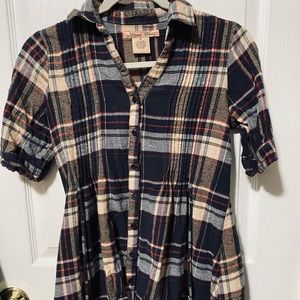 Plaid Drama Gold Dress